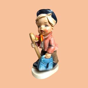 Porcelain Boy Figurine Little Wanderer Erich Stauffer 3373D VTG Hummel Style